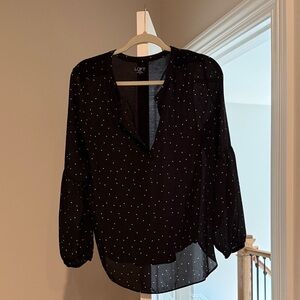 LOFT Black and White Polka Dot Blouse